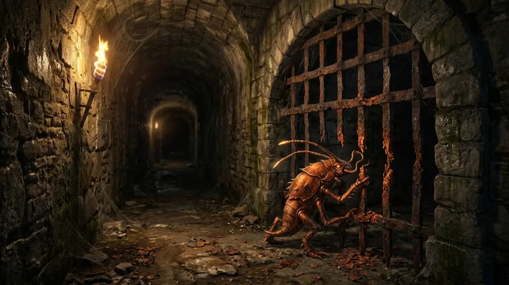 The bars on the portcullis go up and down, up and down…